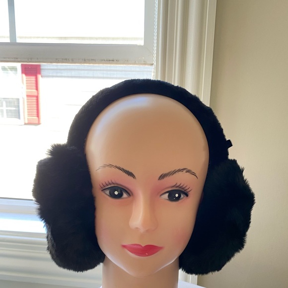 UGG Australia Black Faux Fur Ear Muffs - Picture 2 of 3